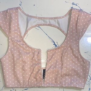 Elegant Pink Polka Dot Crop Top
